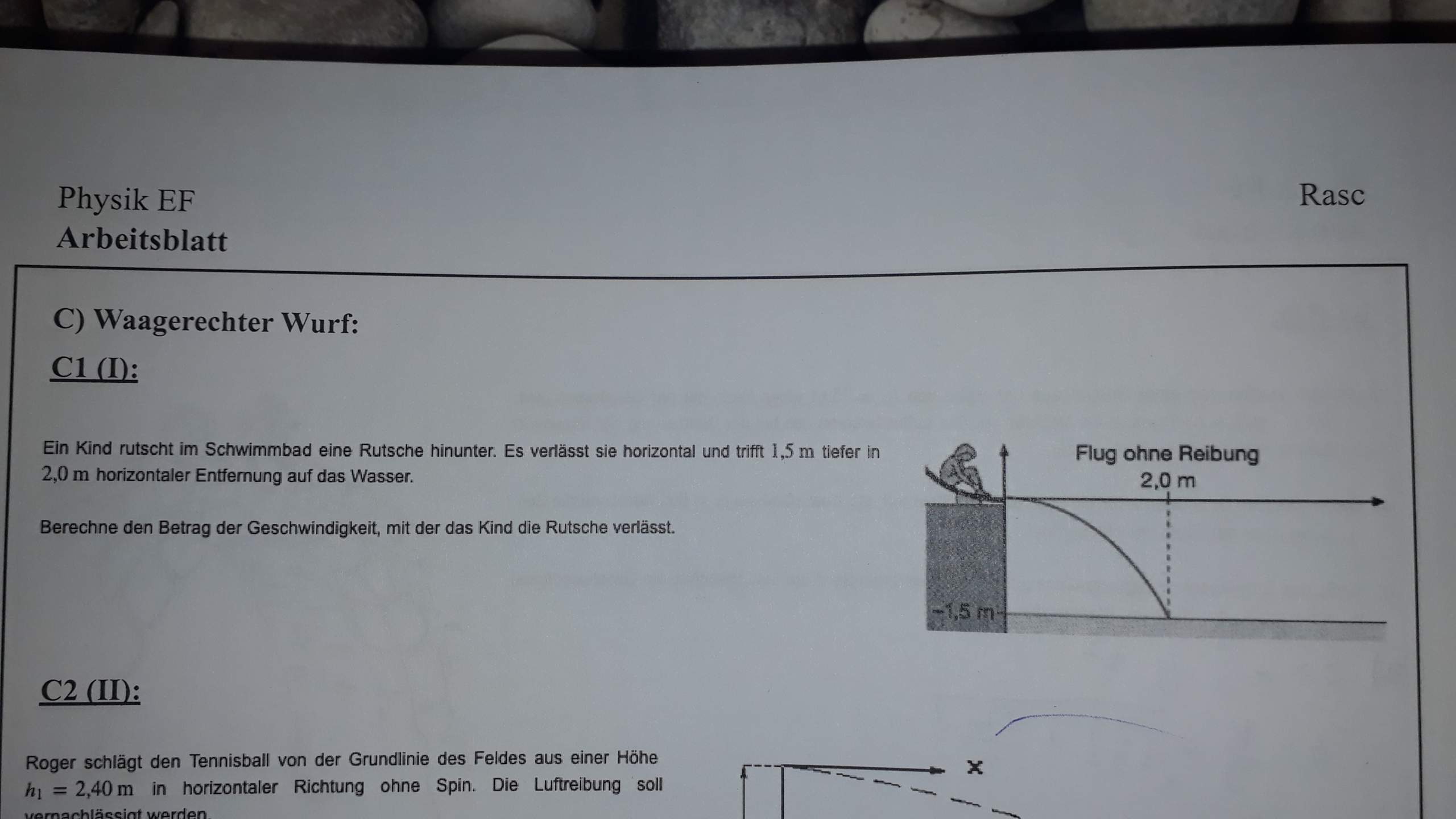 Brauche Hilfe bei Physikaufgabe zum waagerechten Wurf? (Schule, Mathematik, Physik) Brauche Hilfe bei Physikaufgabe zum waagerechten Wurf? (Schule, Mathematik, Physik)