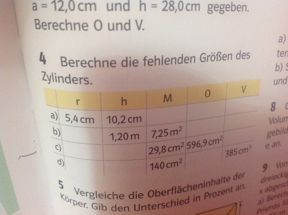 Nr 4b - (Mathematik, zylinder berechnen)