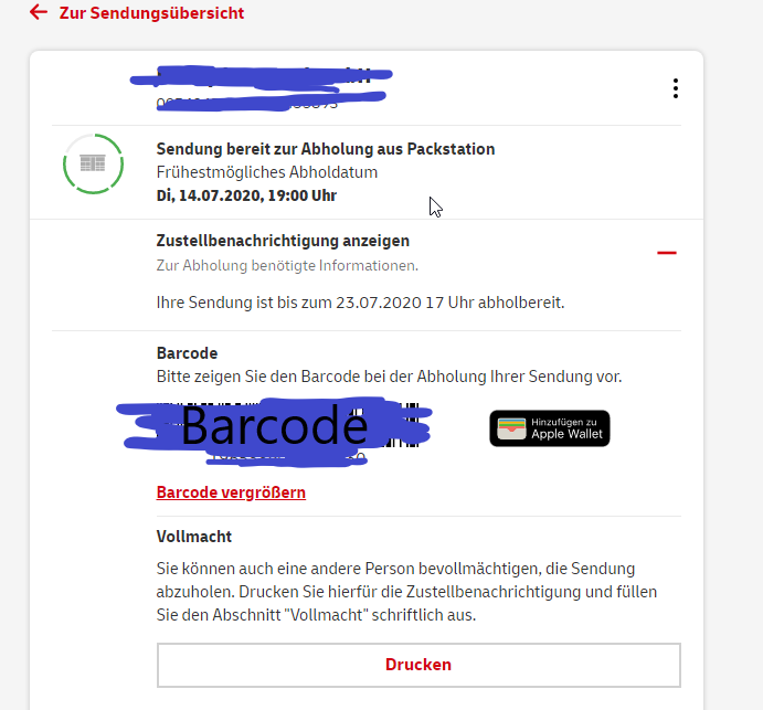 Brauche ich bei DHL in dem Fall kein Abholcode? Post, Paket)