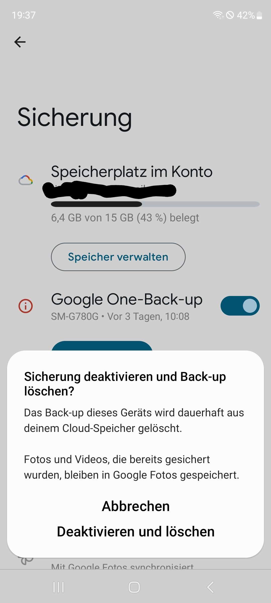 Brauche ich diese Sicherung auf meinem Google Konto? (Handy, Samsung)