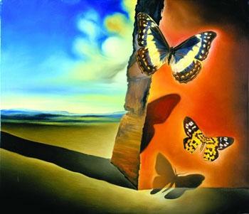 Wandbild Salvador Dali Schmetterling Schiff – Leinwanddruck 70x100 Cm, Rahmenlos, Für Wohnzimmer & Mehr