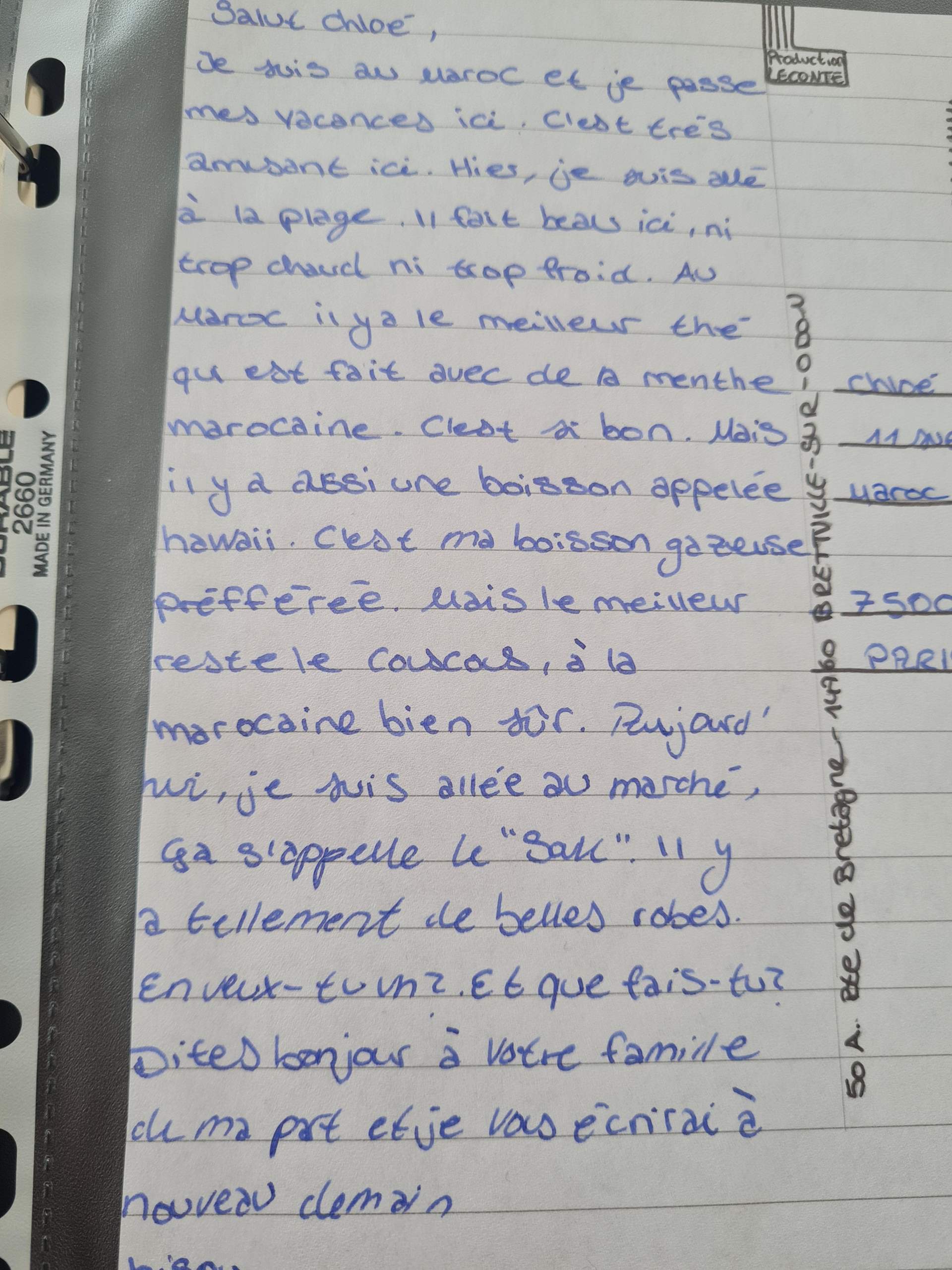 Brief auf Französisch? (Schule)