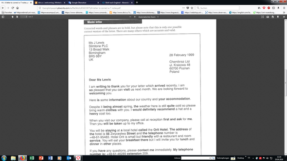 Brief Englisch Brief Englisch