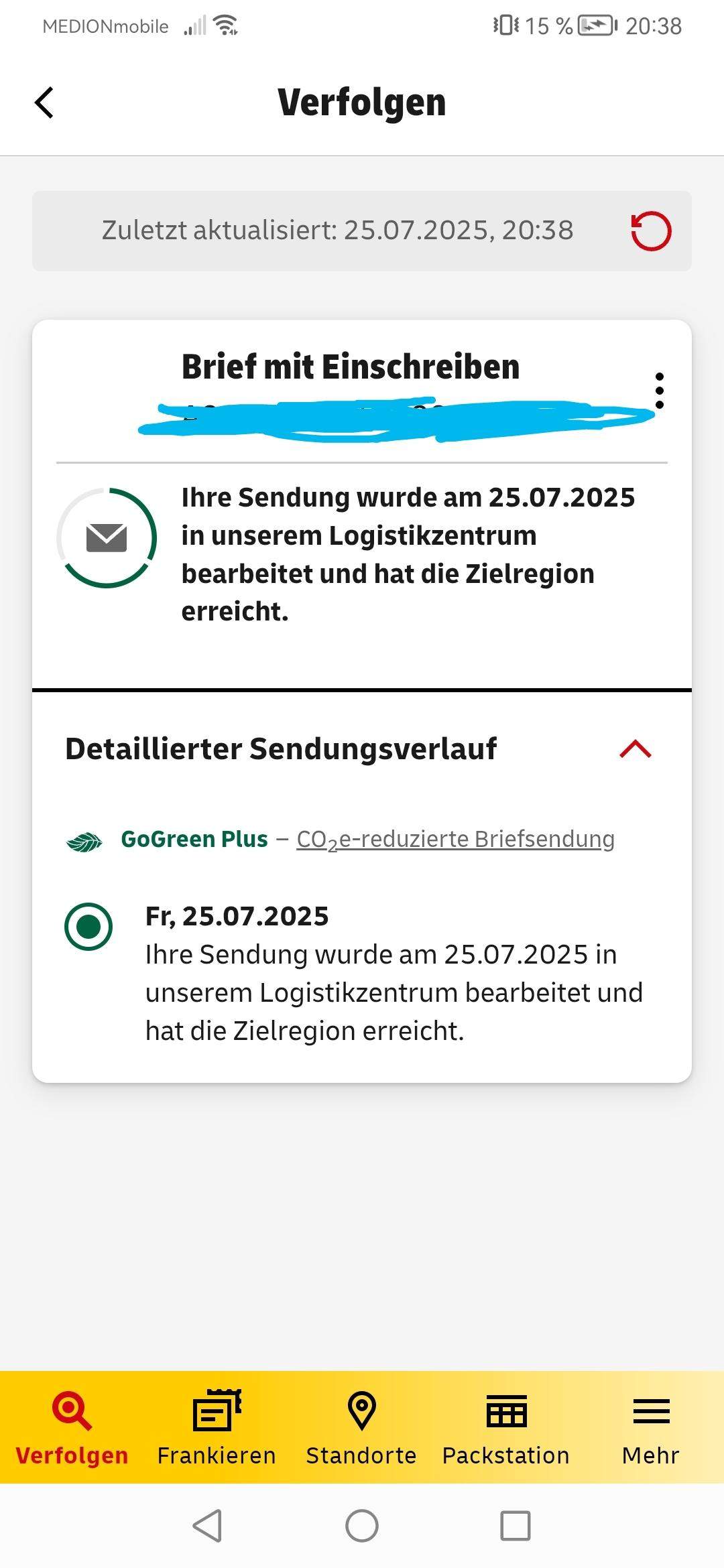 Brief mit einschreiben 25.07.2025? (Deutsche Post, Briefkasten)