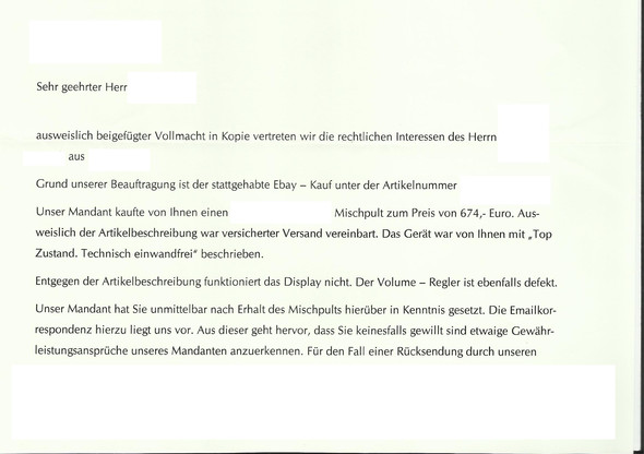 Anwalt beauftragen brief