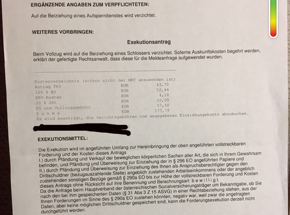 Brief Vom Gericht Exekution Anwalt Inkasso Pfandung