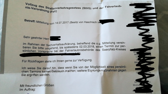 Brief von der Fahrerlaubnisbehörde was nun? (Auto und Motorrad, Betäubungsmittelgesetz)