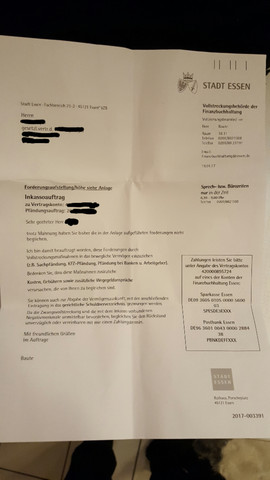 Brief Von Meiner Stadt Bekommen Mit Inkassoauftrag Geld Inkasso Mahnung