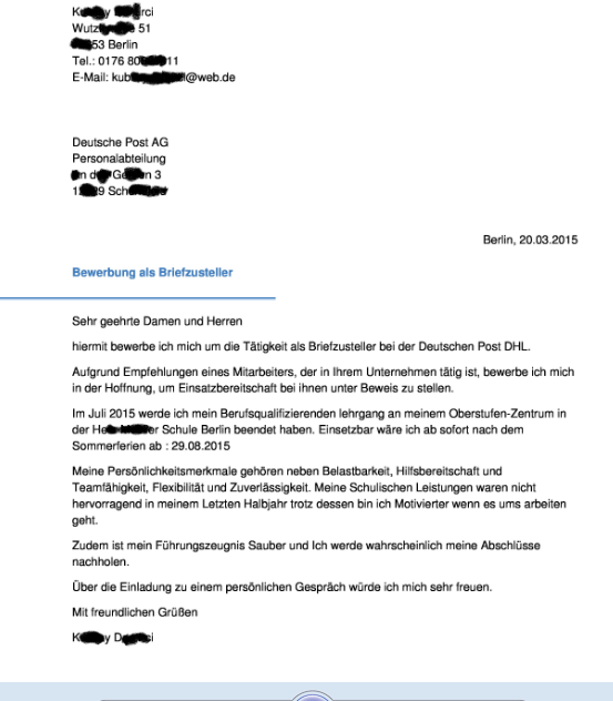 Briefzusteller bei DHL (Welcher Abschluss benötigt) (Post)