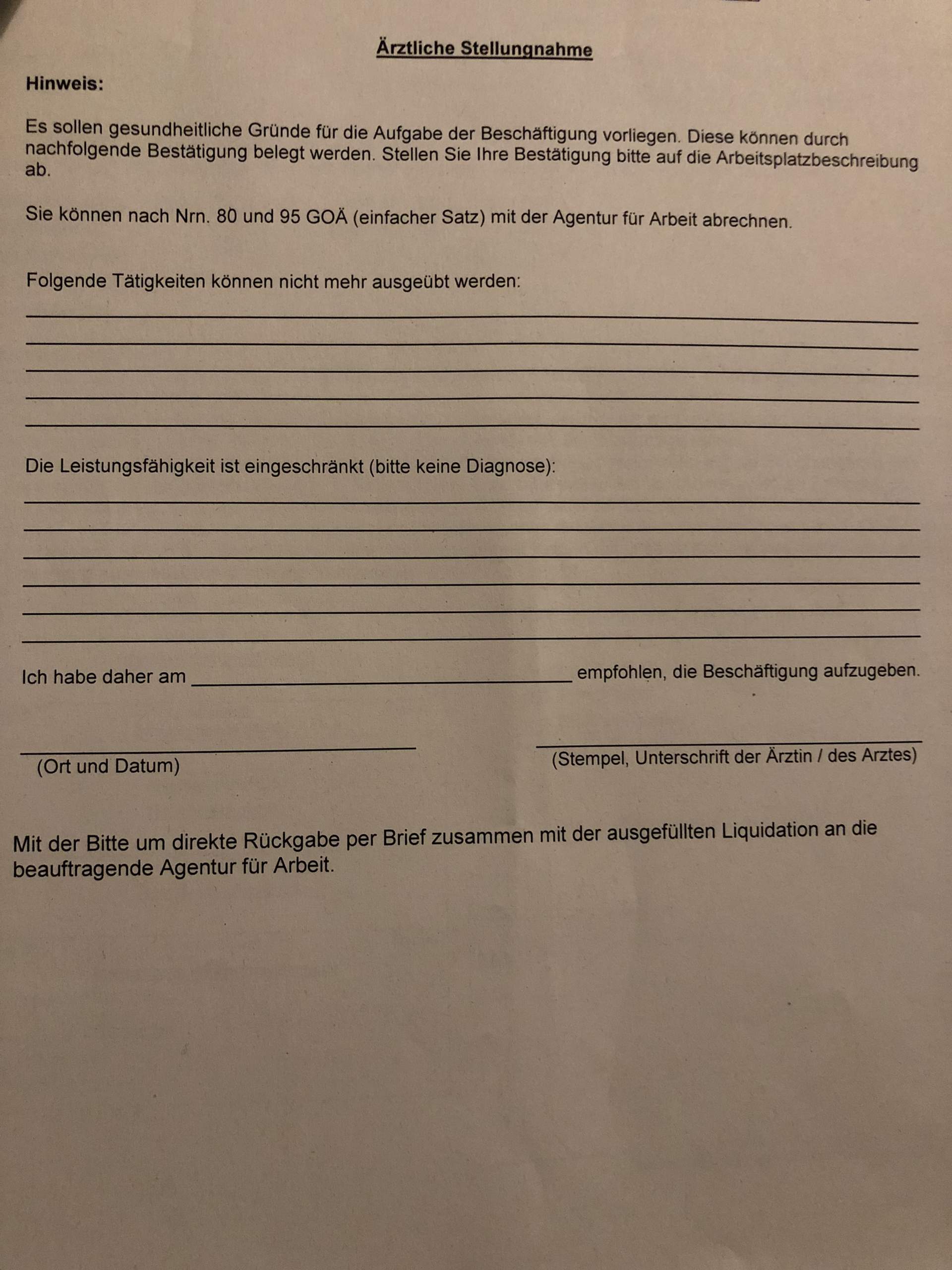 Bundesagentur für arbeit? Antrag auf arbeitslosengeld? (Stellungsnahme)