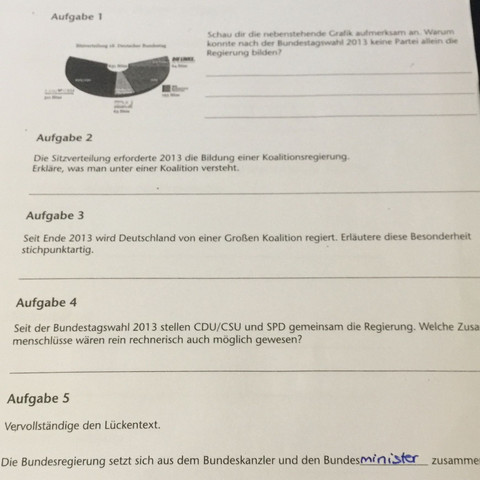 Hier sind die Aufgaben - (Schule, Politik, Bundesregierung)