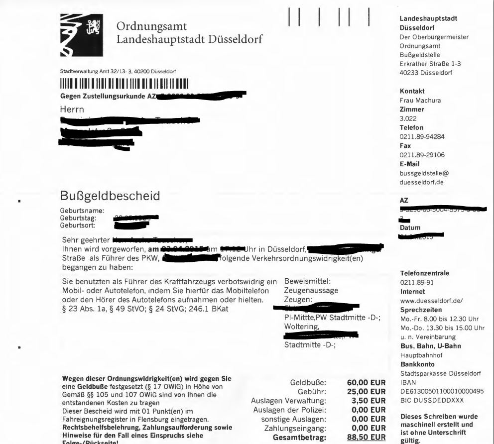 Bussgeldbescheid Kein Anhorungsbogen Erhalten Bussgeld
