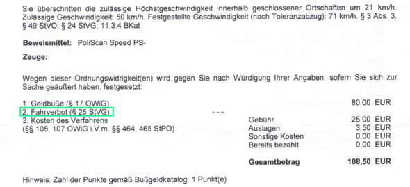 Bussgeldbescheid Nach Blitzer Foto Anbei 21kmh Innerorts Heisst Nur Geldbusse Oder Auch Fahrverbot Recht Auto Auto Und Motorrad