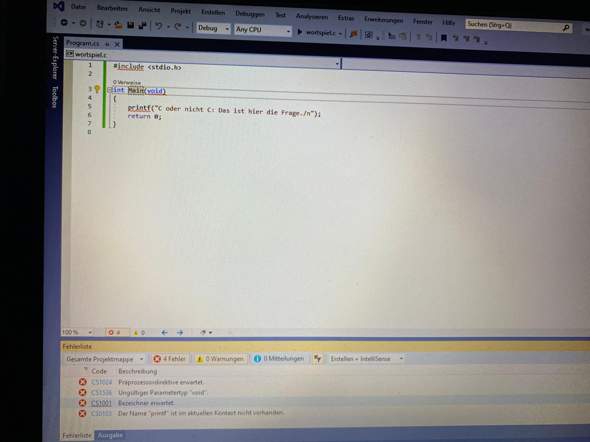C Programmieren Code Computer