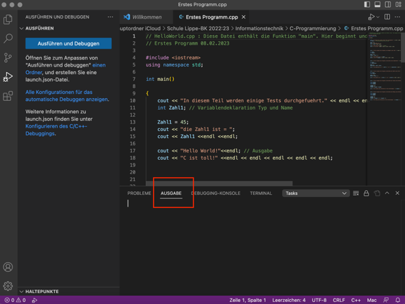 C++ Programmierung Visual Studio Code Macbook?