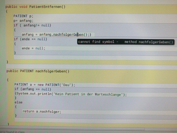 cannot find Symbol - method? (programmieren, Informatik, Java)