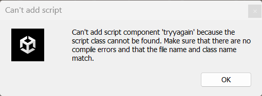 Wie kann ich das Problem "Can´t add script component" in Unity lösen?
