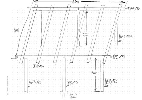 Carport Zeichnung Statik Bau Baugenehmigung Stahltrager