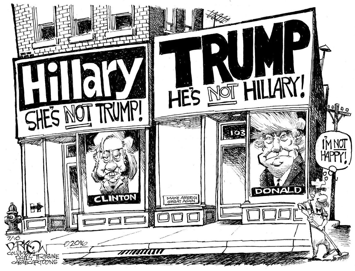 Cartoon Analyse Trump Vs Hillary English