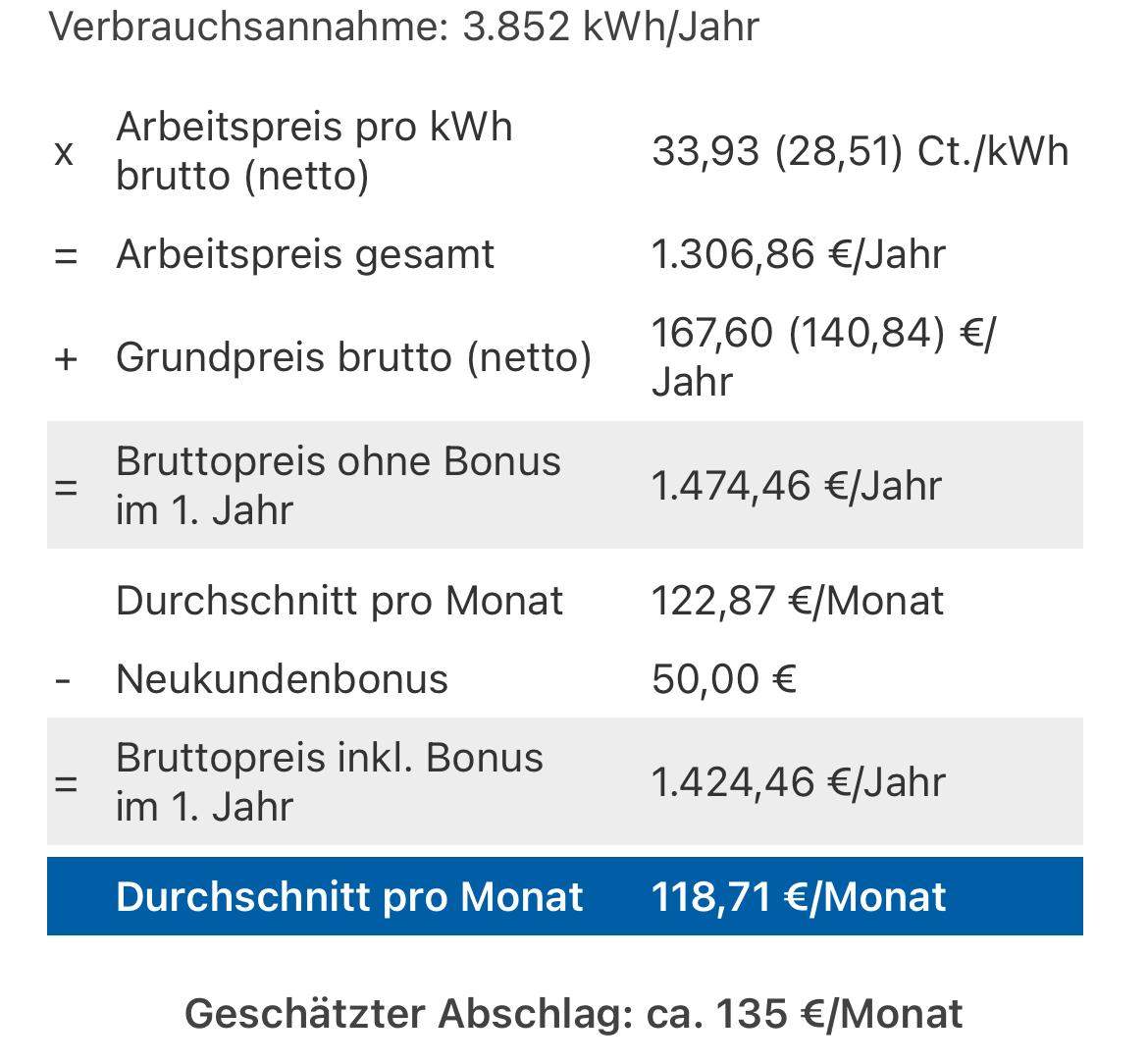 CHECK24: Wie kommen die auf den Preis (Abschlag, Strom)? (Rechnung ...