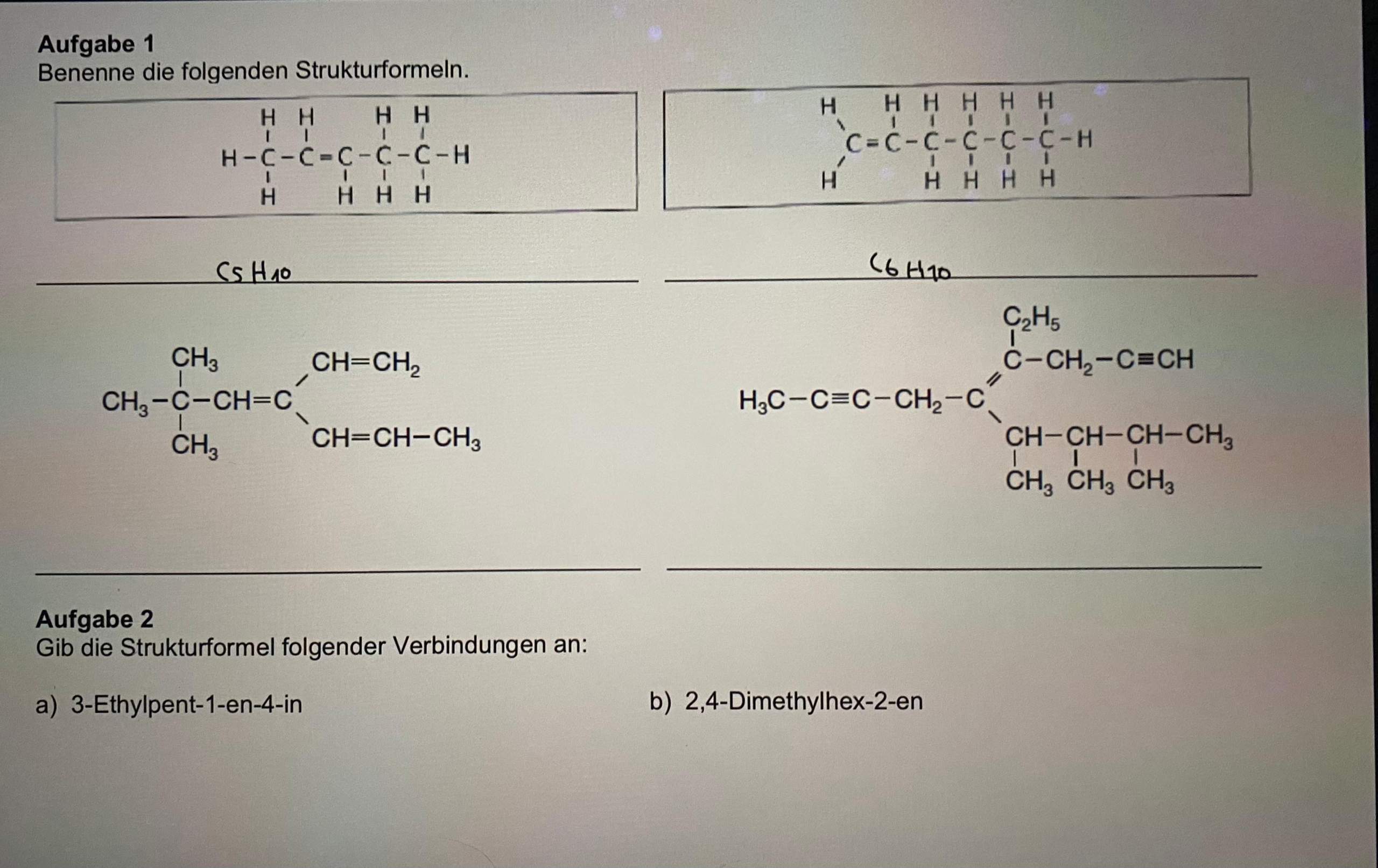 Chemie Alkene und Alkine? (Reaktion, Chemieunterricht, Reaktionsgleichung)