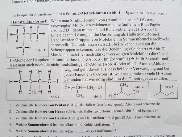 Chemie C7h16 Schule Arbeitsblatt