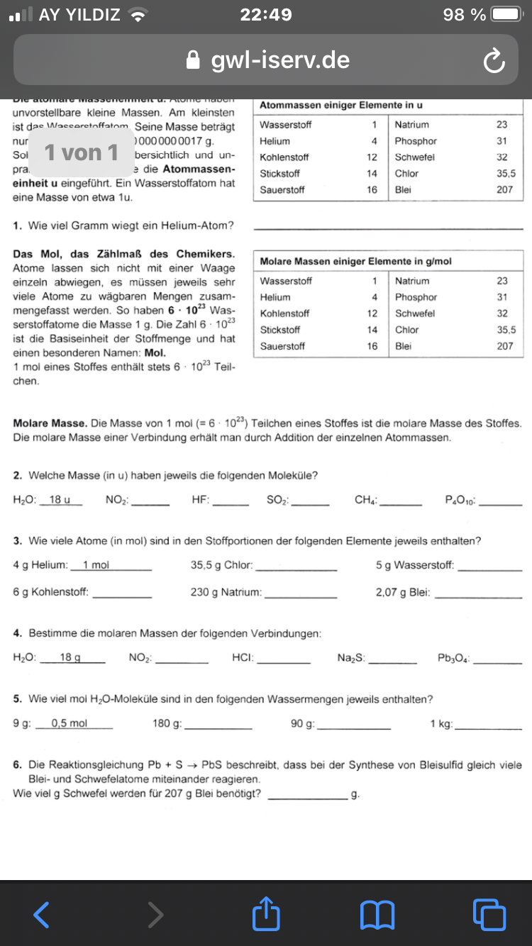 Chemie Molare Masse Schule chemie-molare-masse-schule