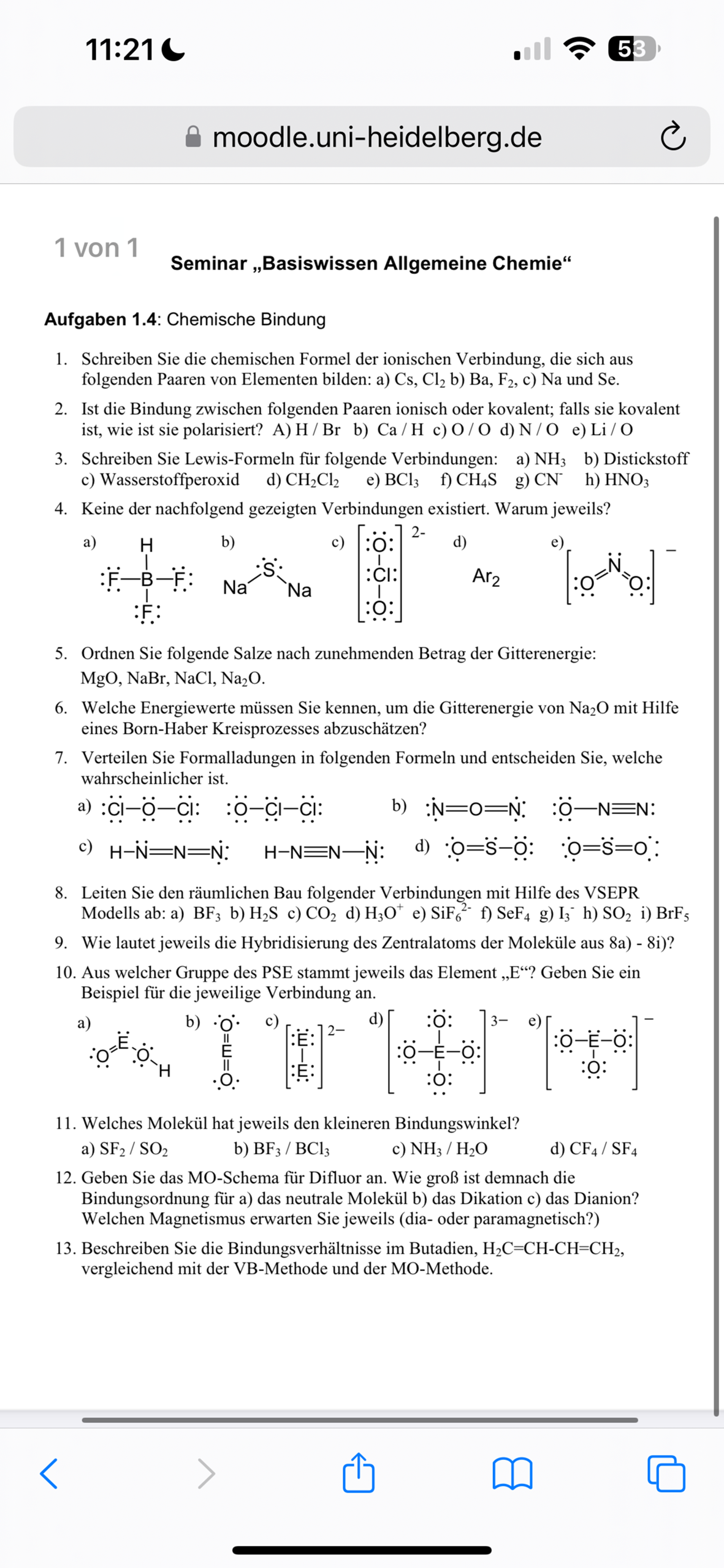 Chemische Bindung Arbeitsblatt? (Atom, Chemieunterricht, Chemische ...