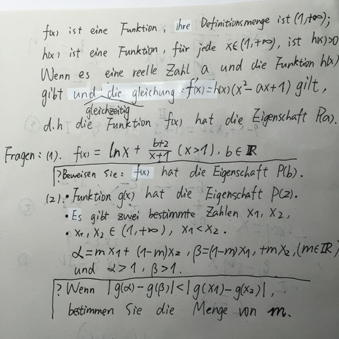 Chinesische Gaokao Prufung Mathe Abitur Aufgabe