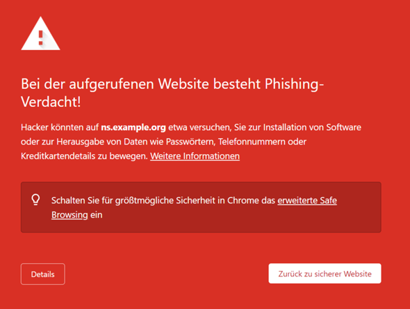 Chrome warnt vor interner Website?