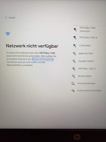 Chromebook OS Netzwerk nicht verfügbar?