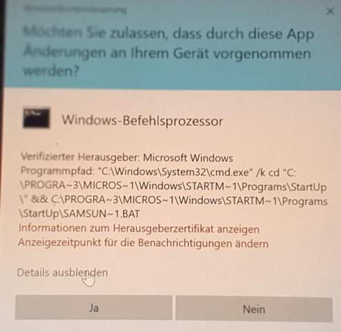 Cmd Befehl Autostart rückgängig machen? (Windows 10)