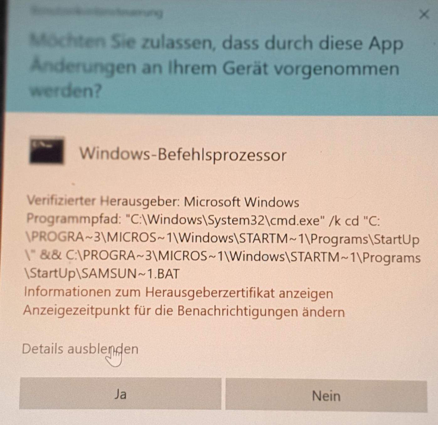 Atostat Cmd Befehl Autostart rückgängig machen? (Windows 10)