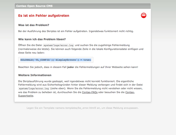 Screenshot Contao - (E-Mail, HTML, Programmierung)