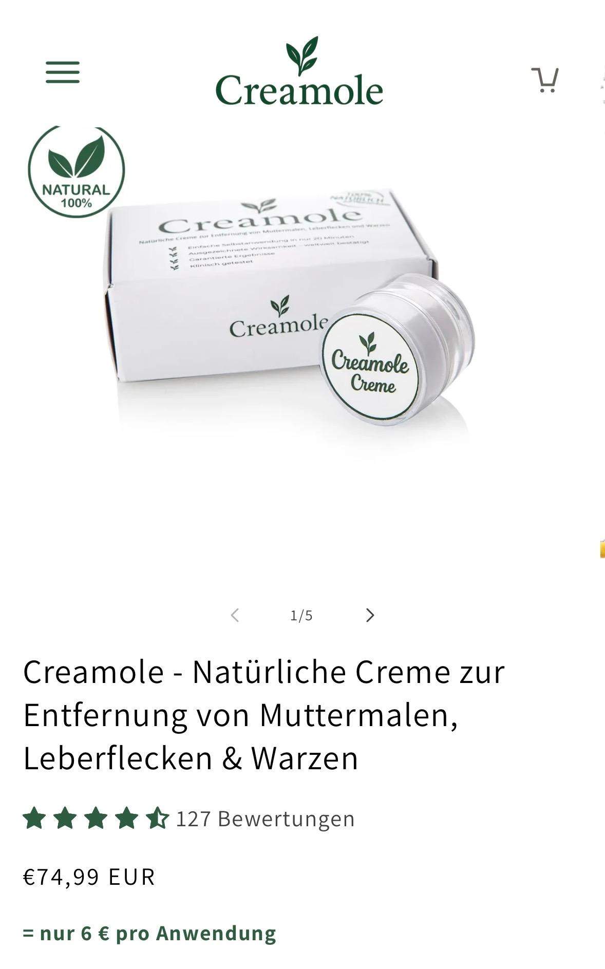 Creamole Creme hilfreich? (Haut, Flecken, Muttermal)
