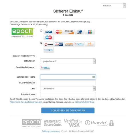 Epoch Bezahlseite - (Geld, Paysafecard, bezahlen)