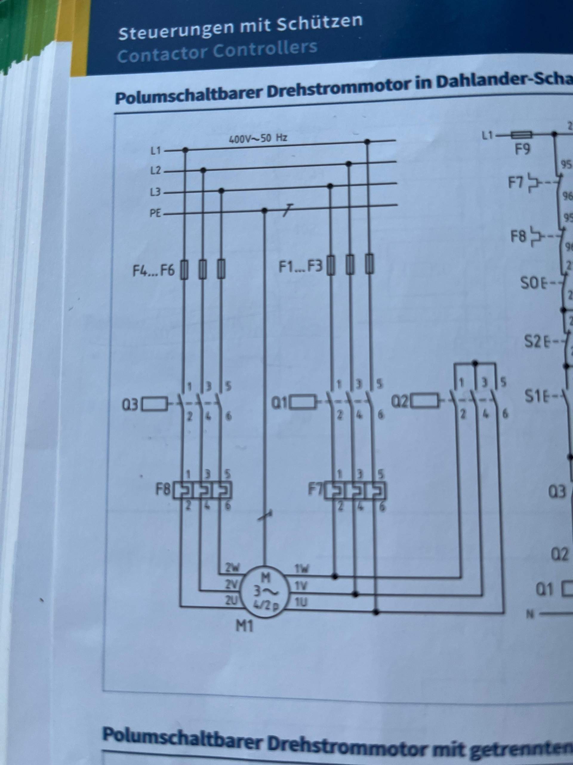 Mit Motor Dahlanderschaltung Schütze? (Technik, Strom, Elektrotechnik)