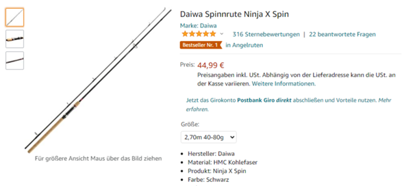 Daiwa Spinnrute Ninja X Spin?