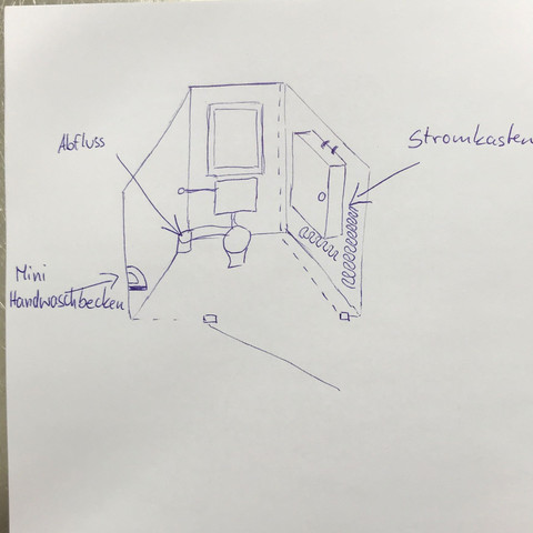 Die gestrichelte Linie zeigt die Wand die ich stellen will. - (elektro, Elektro-Installation, Sanitäter Installation )