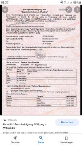 Darf man in DE Hessen mit diesem Führerschein also den BF 17 ab 18 alleine Fahren?