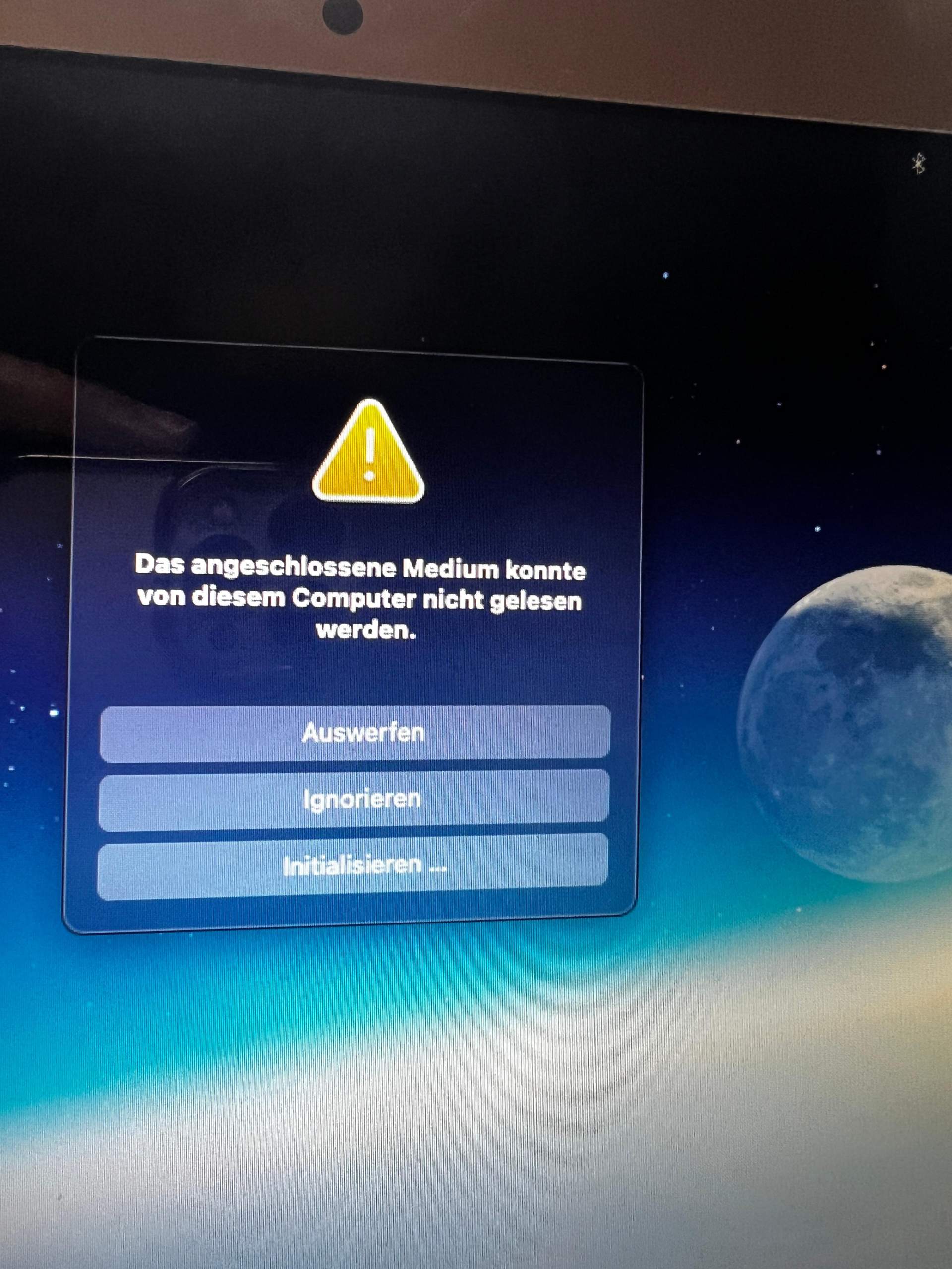 Das angeschlossene Medium konnte von diesem Computer nicht gelesen ...