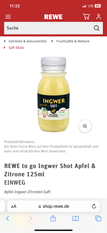 Das Ingwer Shot von Rewe für 1,99€ mit 125ml aus 65% Apfelsaft - 25% Ingwer, wie kann man das selbst herstellen, ist das günstiger?