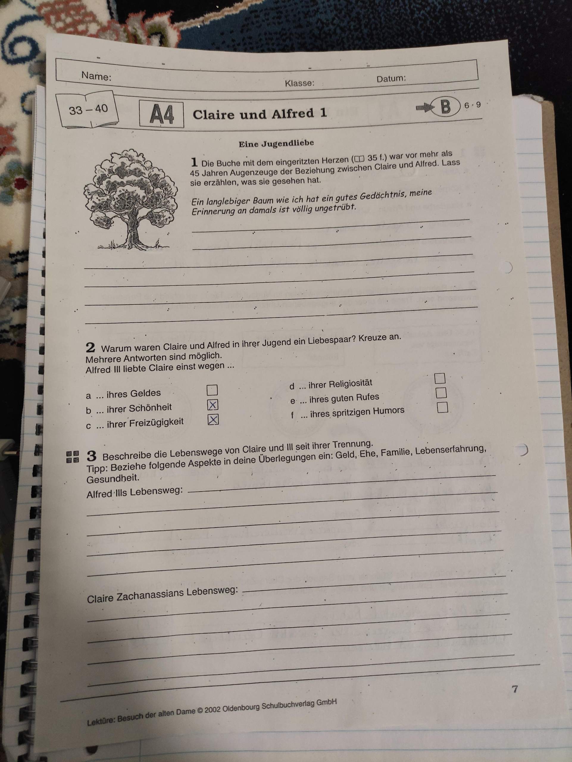 Arbeitsblatt Die Struktur Des Dramas Der Besuch Der Alten Dame Das ist das Buch der Besuch der alte Dame, ich verstehe die Aufgaben