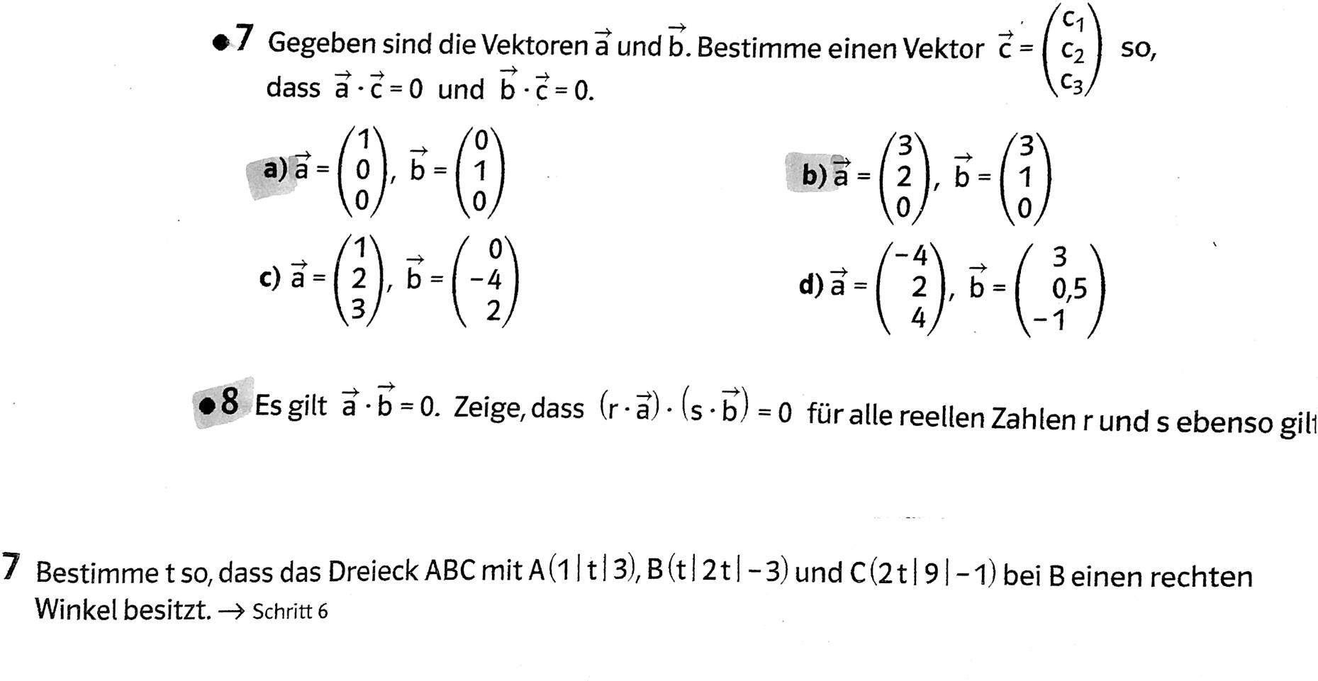 Warum muss das Skalarprodukt 0 sein?