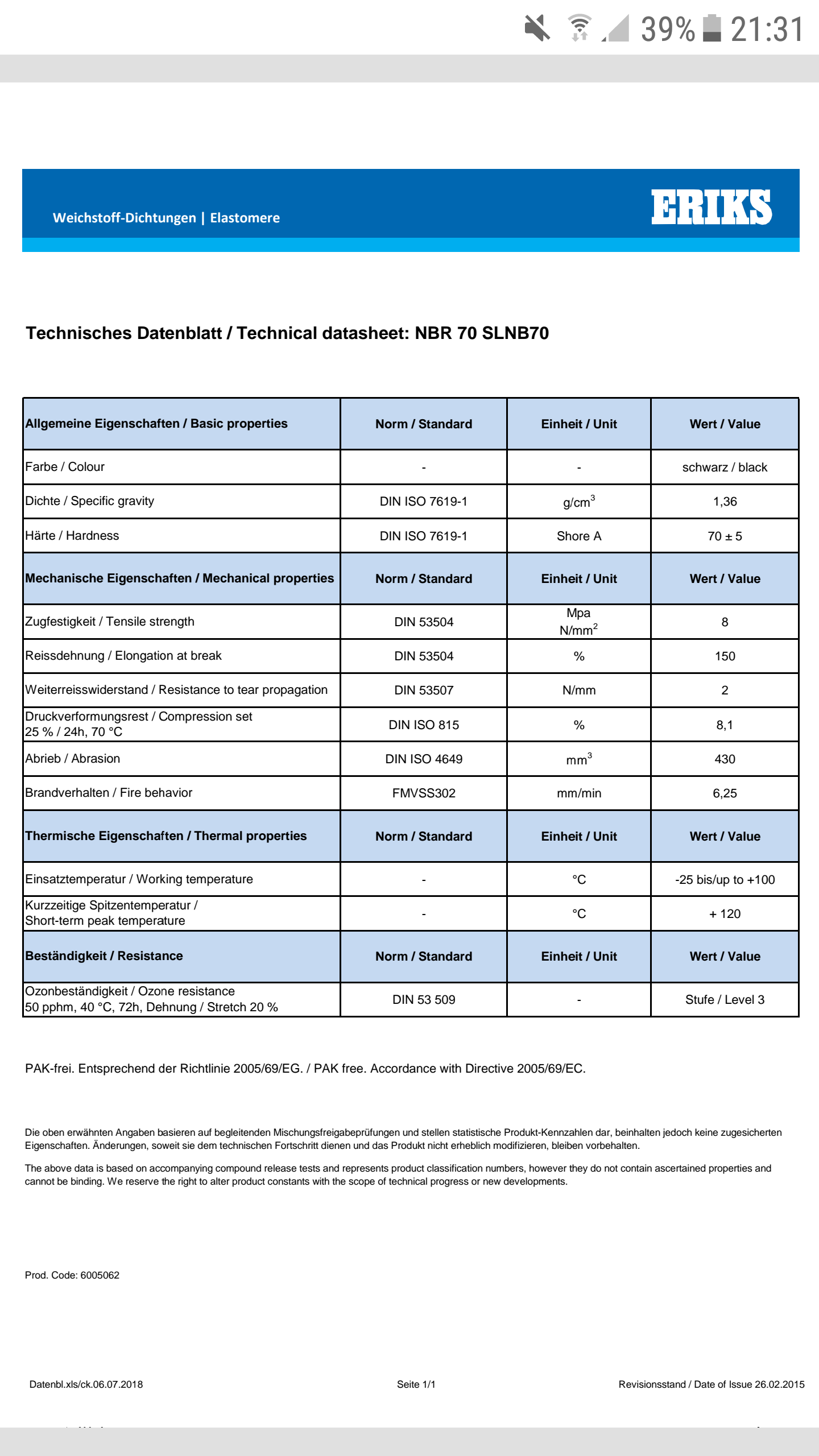 Datenblatt wieviel kg reißt das gummi? (Technik, Physik)