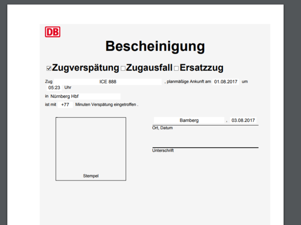 Bestätigung - (Reise, Zug, Deutsche Bahn)