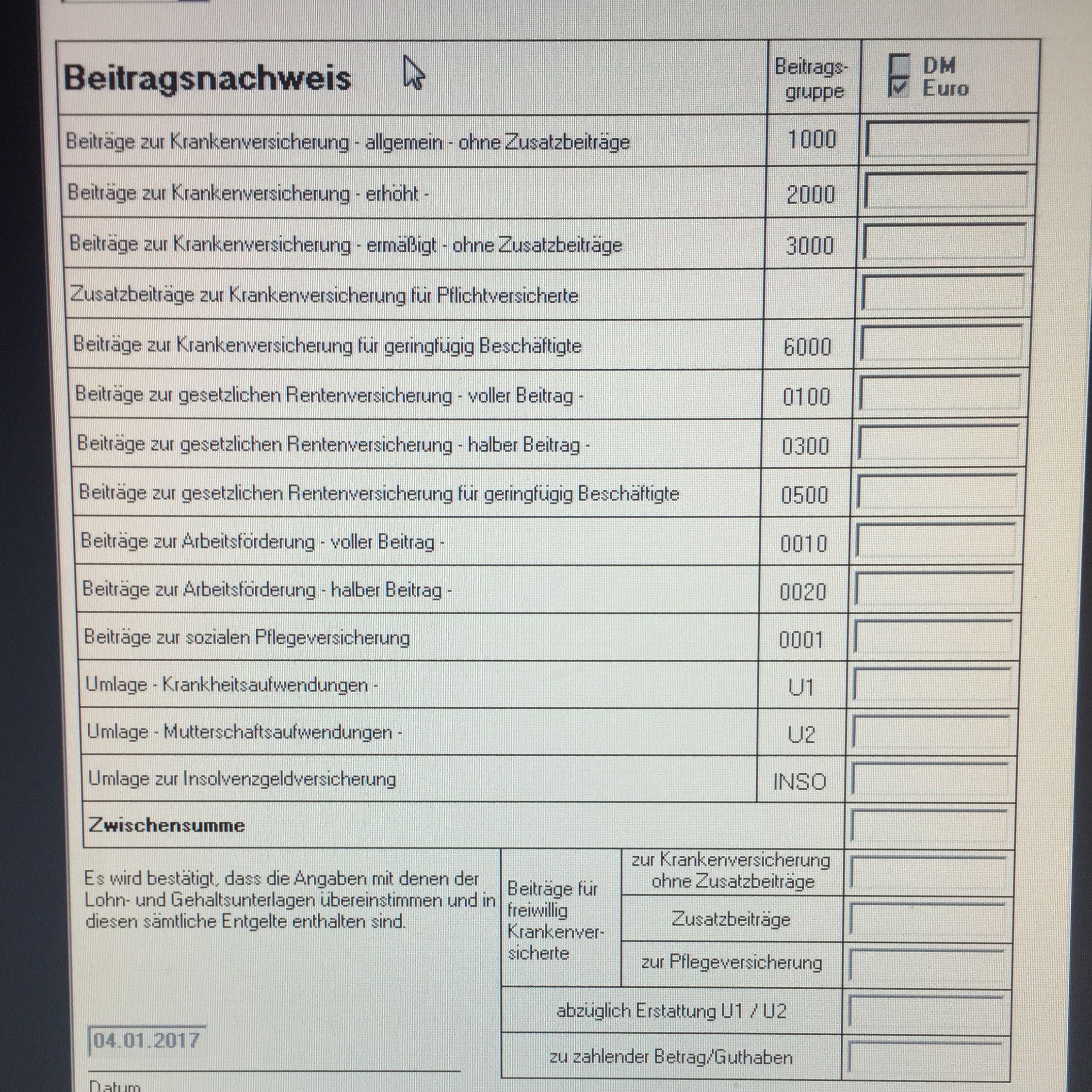 Den Ersten Beitragsnachweis erstellen. Hilfe? (Versicherung