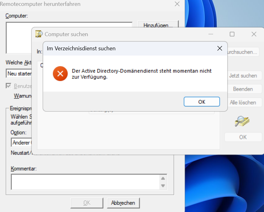 Der Active Directory Domänendienst Steht Nicht Zur Verfügung