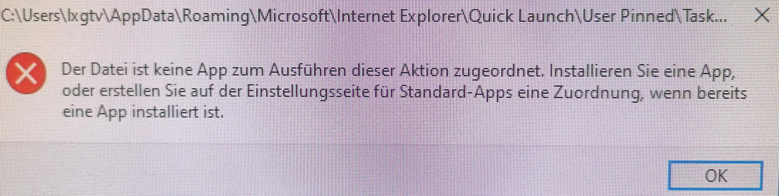 Der Datei Ist Keine App Zum Ausführen Dieser Aktion Zugeordnet