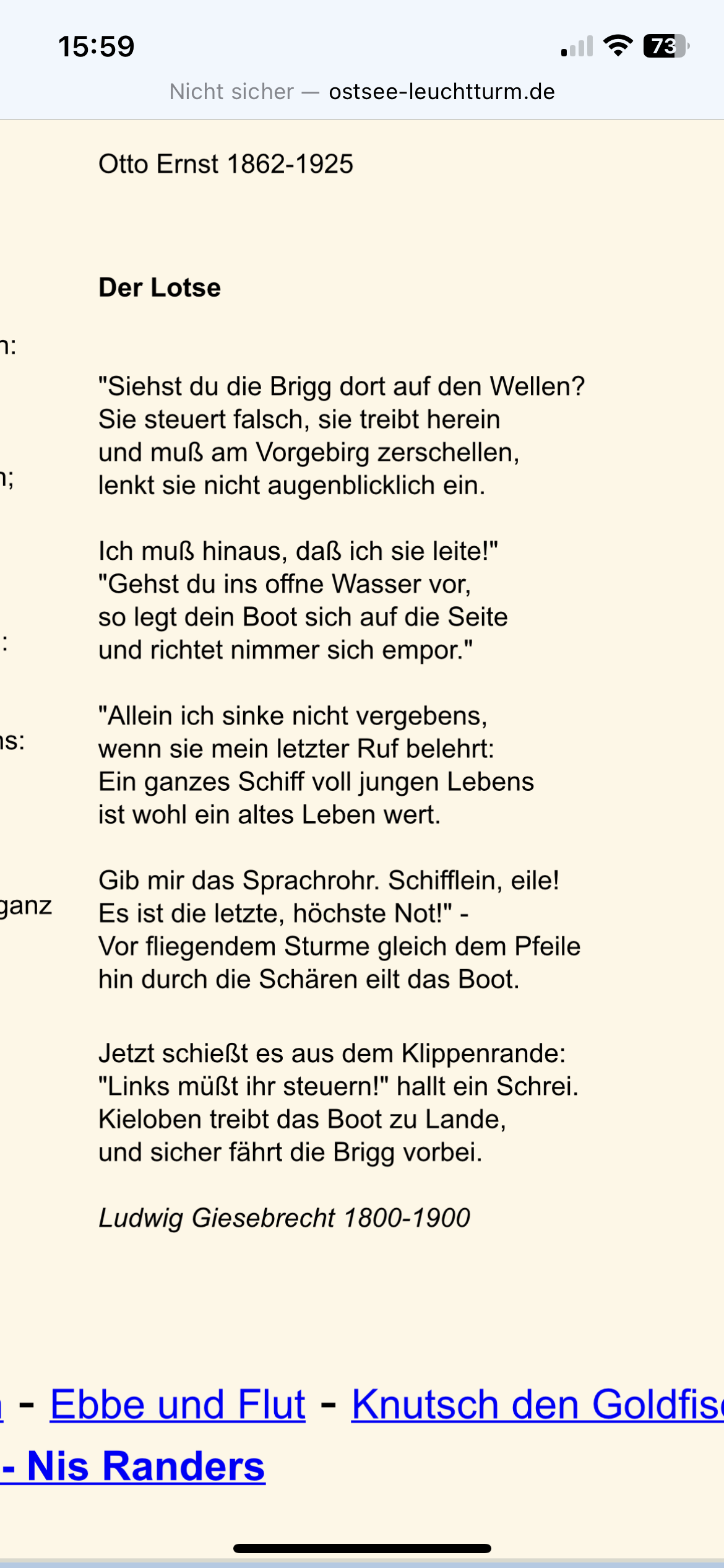 der lotse ballade? (Schule, Deutsch, Hausaufgaben)